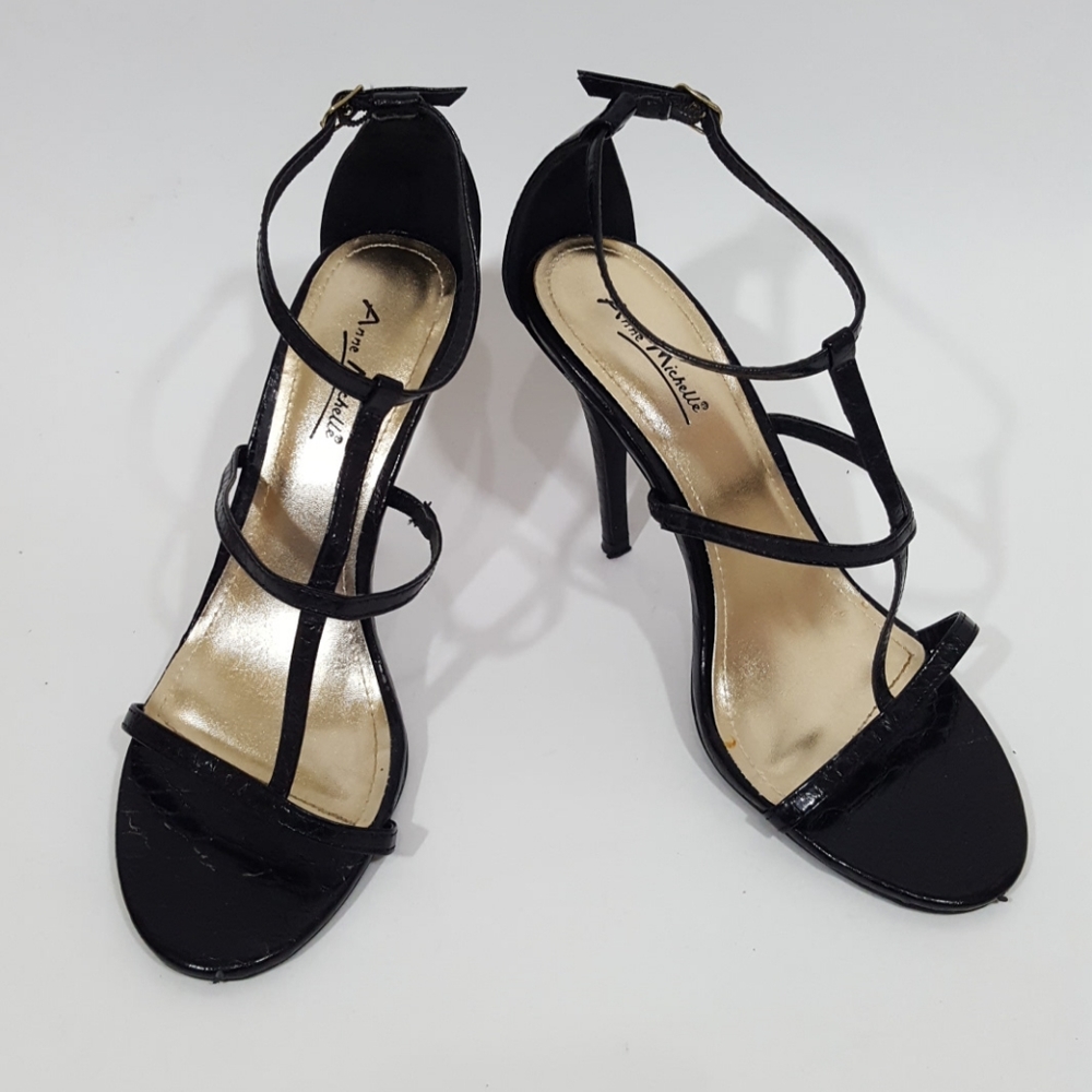 Anne Michelle Strappy Black Heels